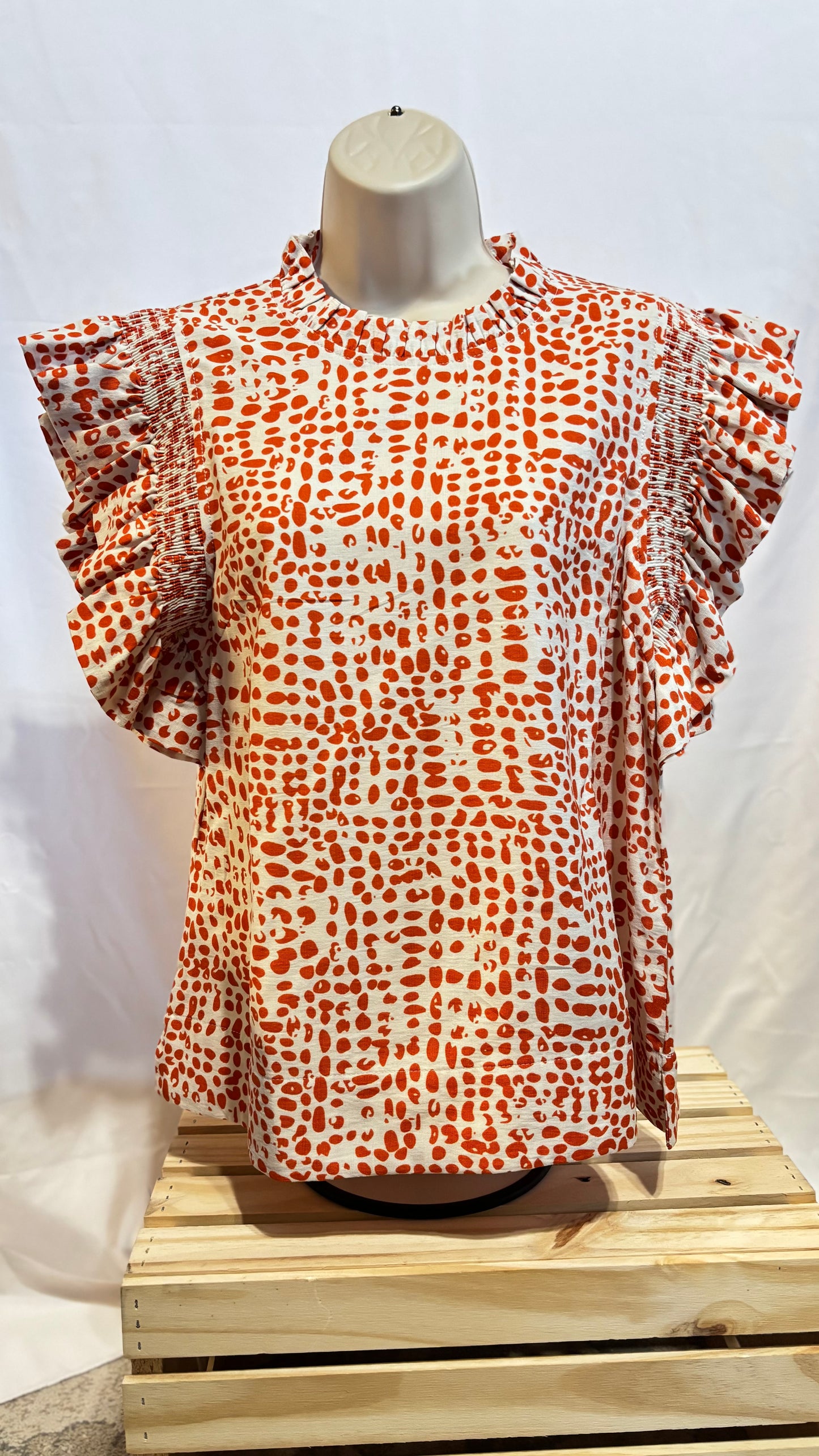 Orange Ruffle Sleeve Shirt