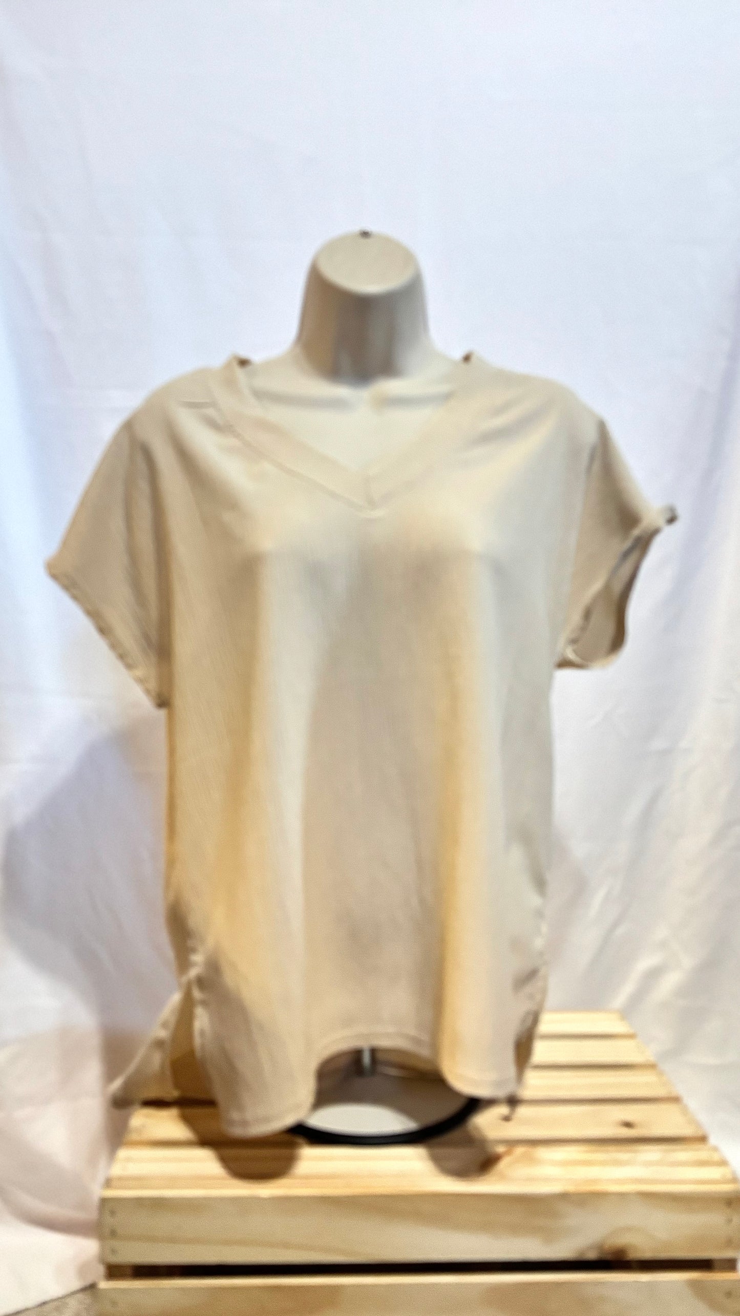 Beige V Neck Top