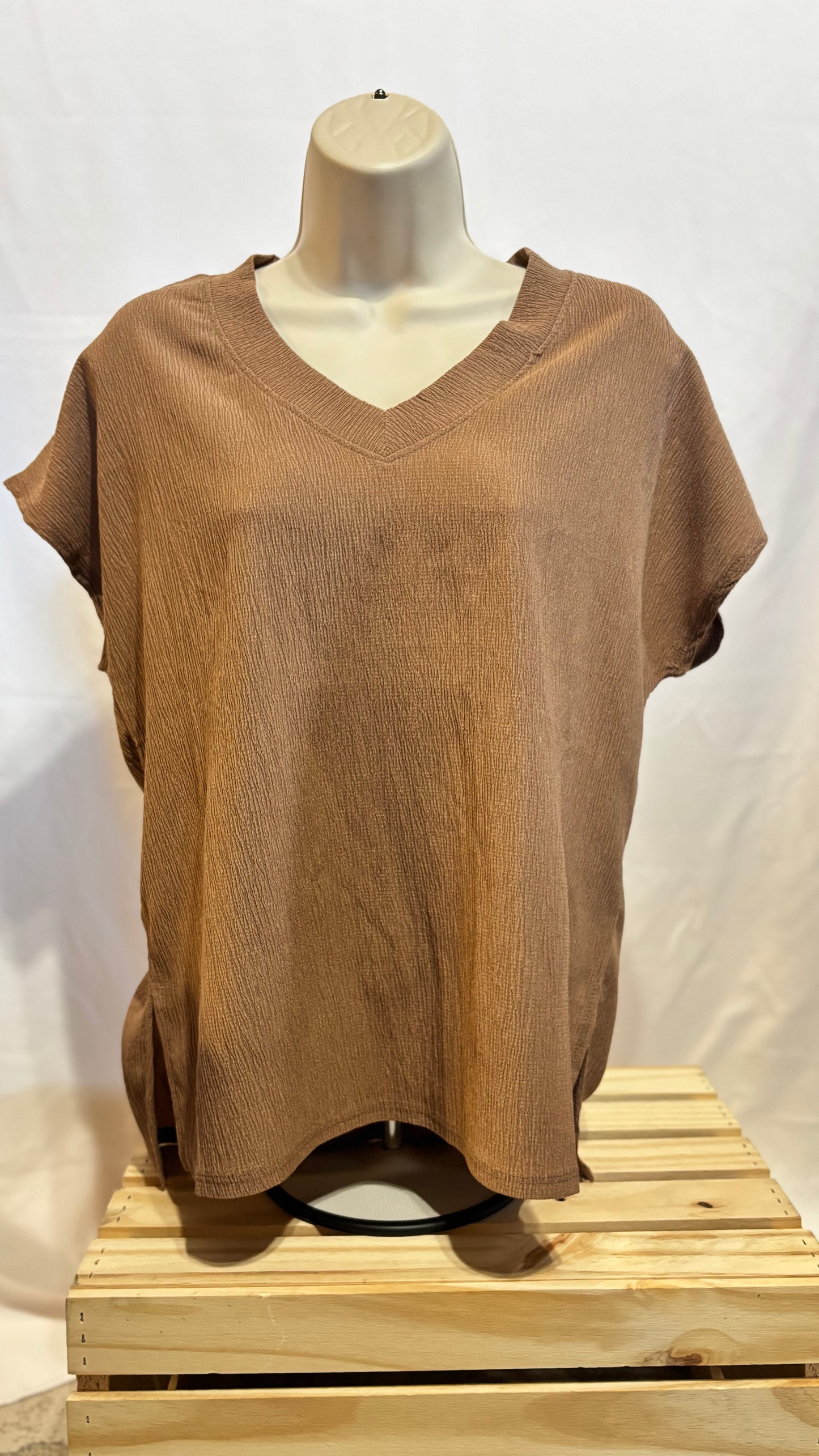 Brown V Neck Top