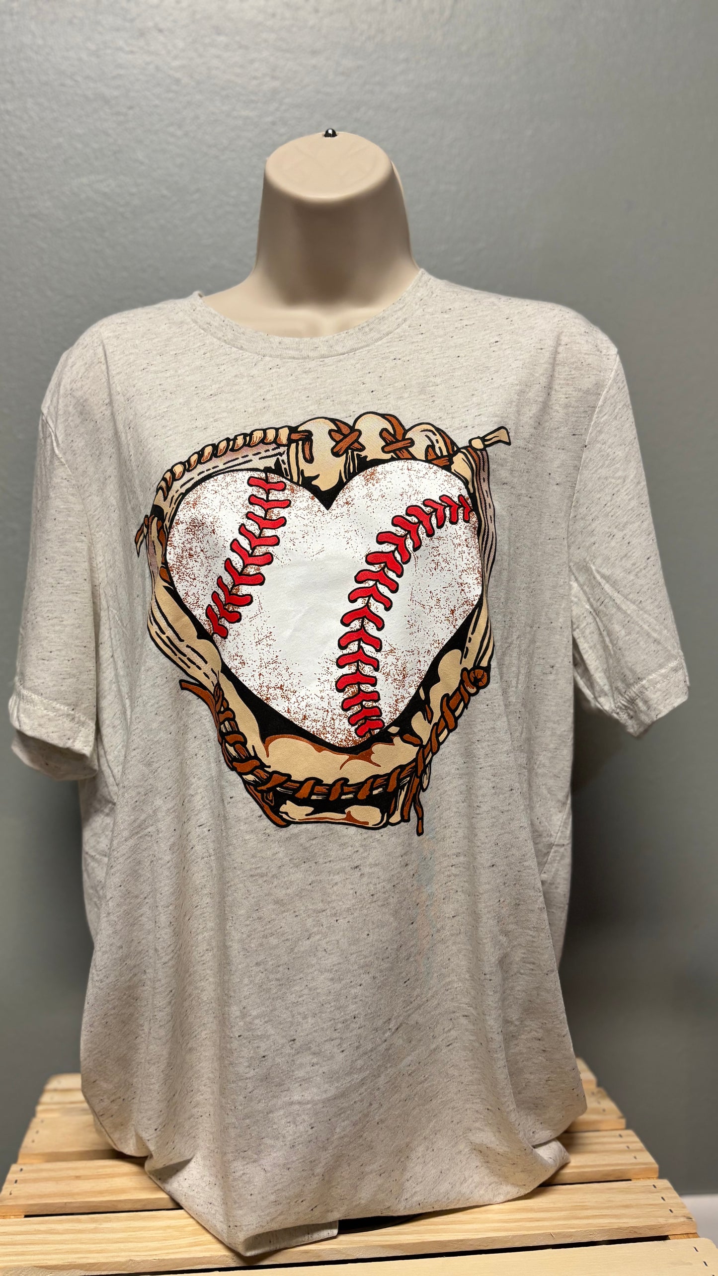 Glove and Heart Baseball Tee