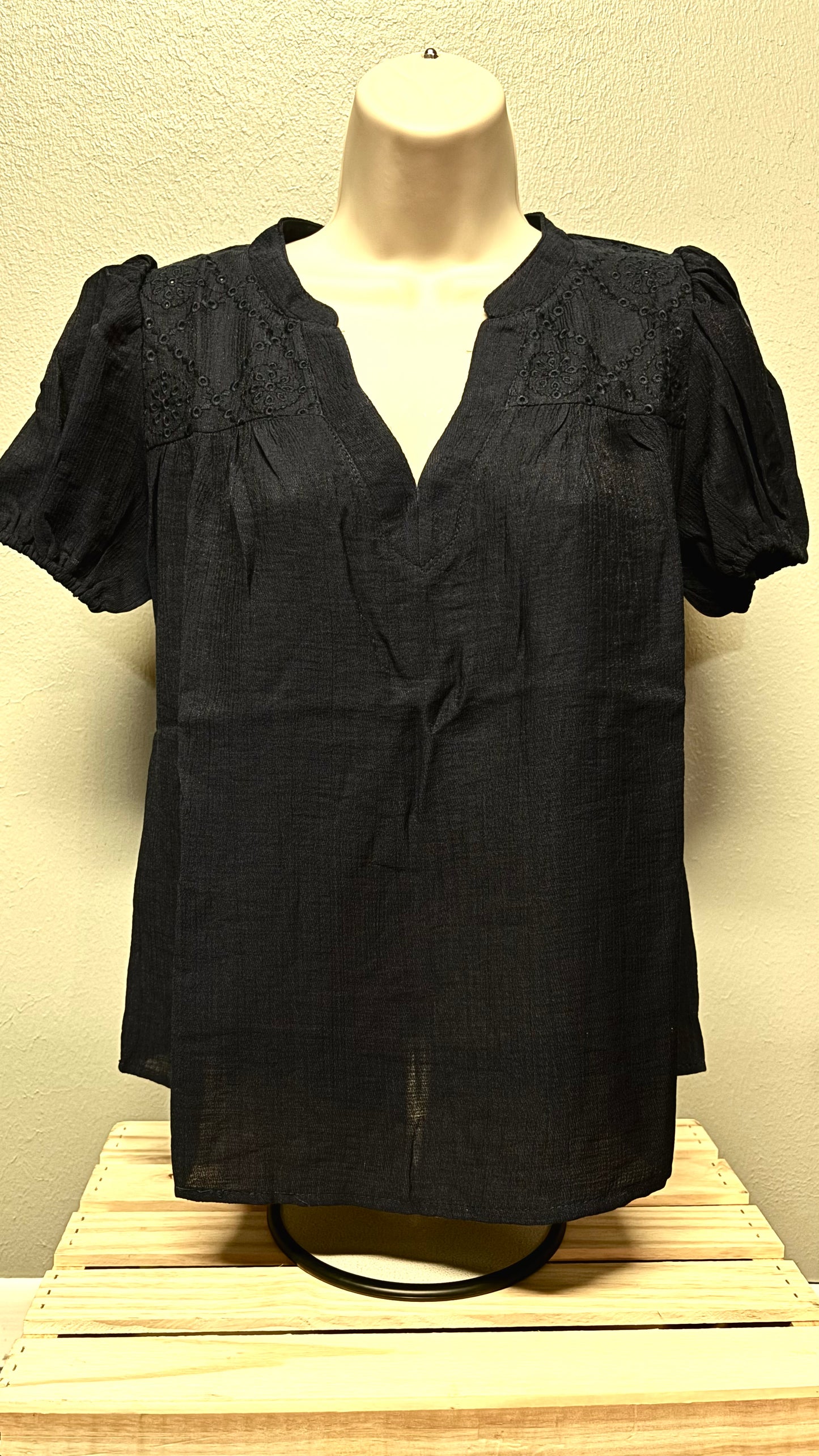 Blue Eyelet Top